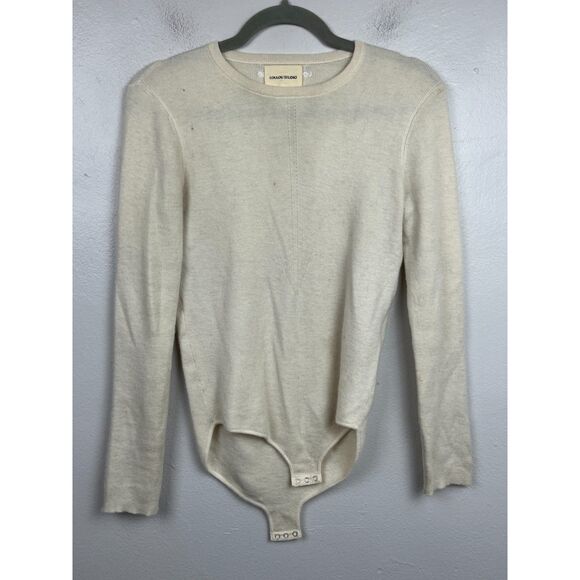 LouLou Studio Cream Cashmere Pullover Bodysuit Sweater Top Women's Size XS - Picture 1 of 9